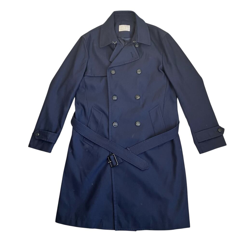 Banana Republic Mens Heritage Collection Navy Water Repellent Long Trench Coat - Picture 7 of 16